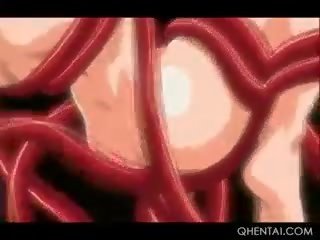 Hentai tiener schatje krijgt wrapped en geneukt door tentakels