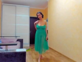 Gyzykly myla perişde in green transparent dress&excl;